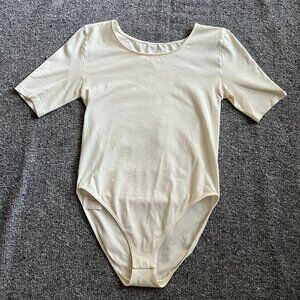 Wolford Bahamas Short Sleeve Ivory Bodysuit Medium M